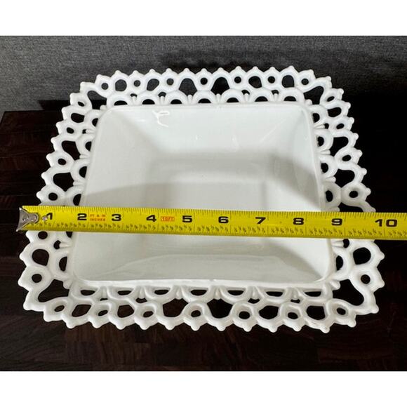 Antique Atterbury Milk Glass Low Footed Compote - Picture 6 of 8